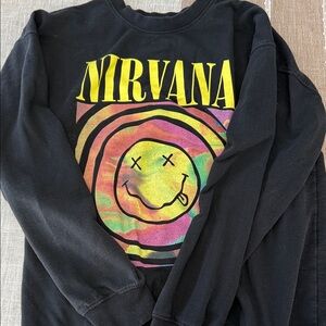 Boohoo Black Nirvana Graphic Sweatshirt